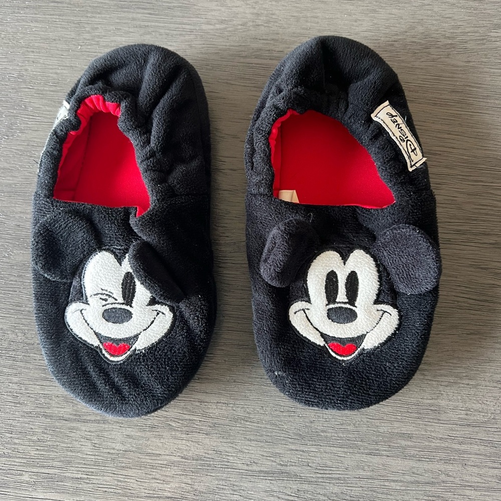 Disney Kids Black and Red Mickey Mouse Slippers